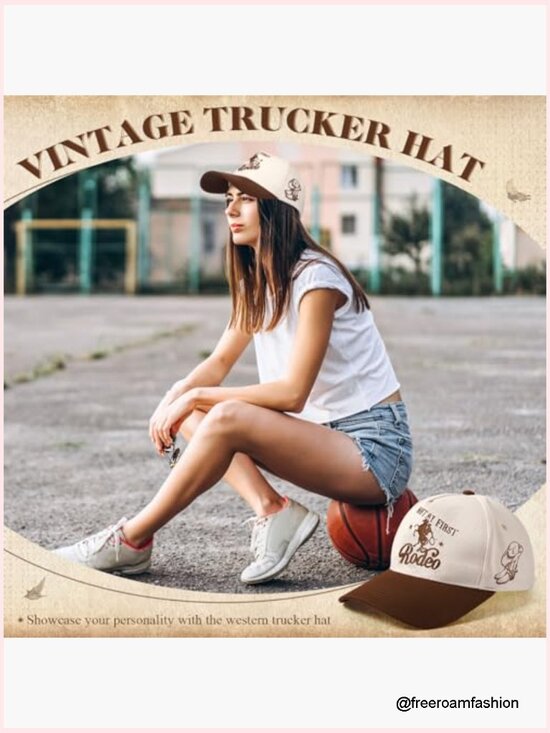 Two Tone Western Trucker Hat Embroidered Country Cap Unisex